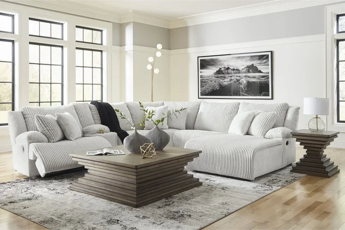 Top Tier 6-Piece White Reclining Sectional with Chaise