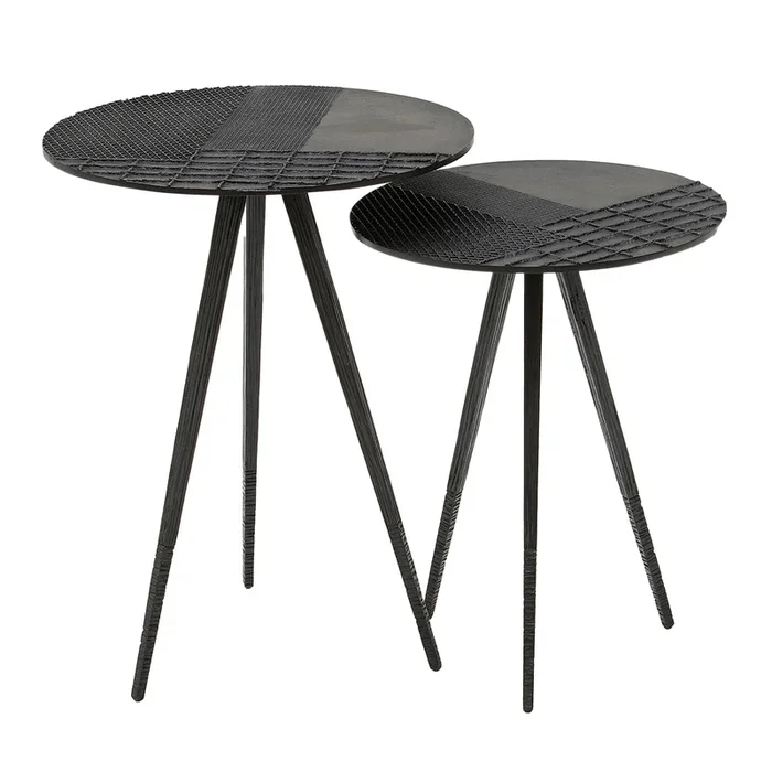 Touch black cast bronze nesting table
