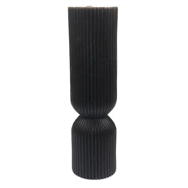 Tracey Boyd Black Unscented Ribbed Hourglass Candle, 3×10