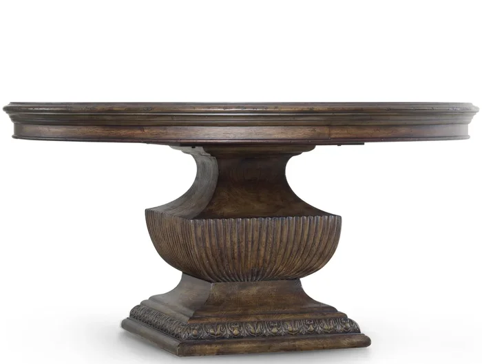 Traditional 60-Inch Round Dining Table with Grand Scale Pedestal Base