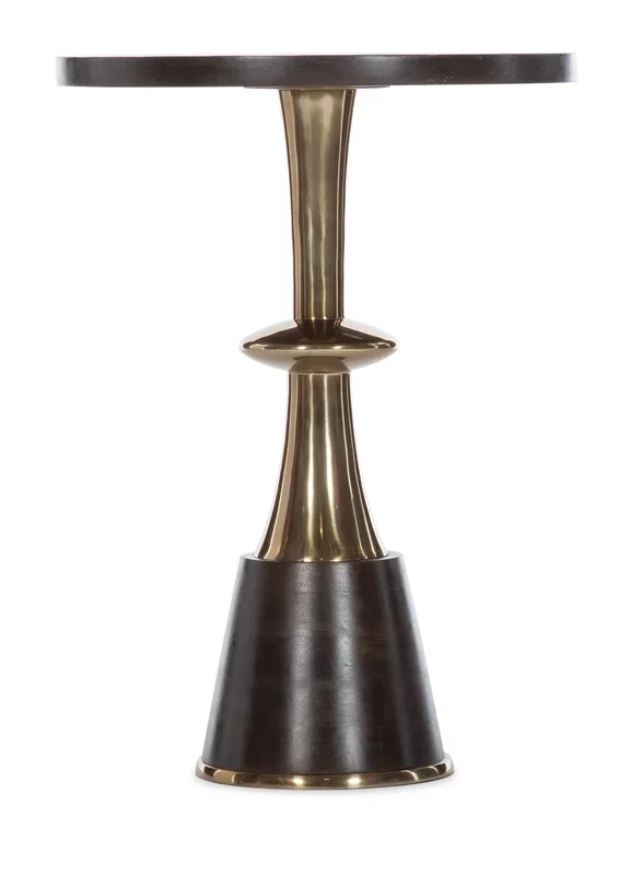 Traditional Accent Table with Gold Metal Base