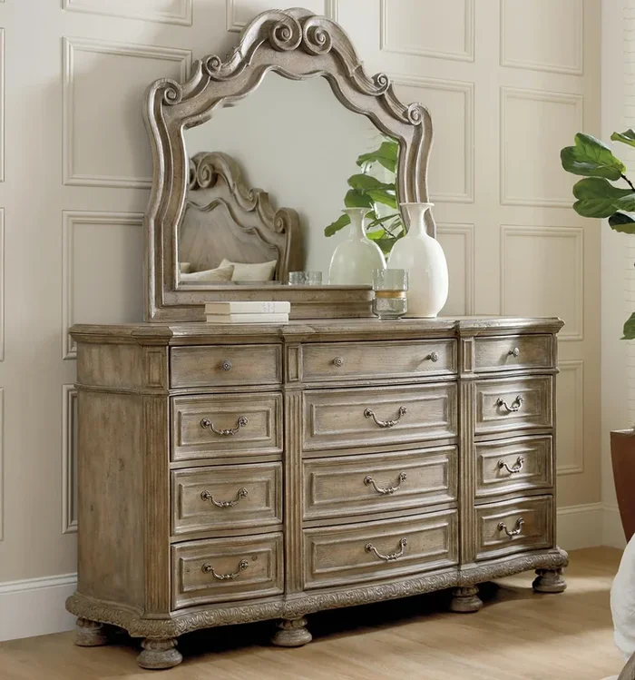 Traditional Dresser and Mirror Set