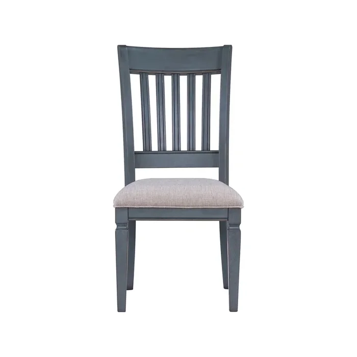 Traditional Slat Back Side Chair with Upholstered Seat