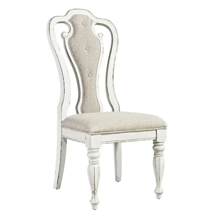 Traditional Splat Back Side Chair with Upholstered Seat