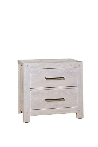 Transitional 2-Drawer Nightstand with Metal Bar Hardware