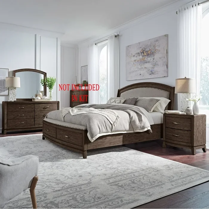 Transitional 4-Piece Upholstered Queen Bedroom Set