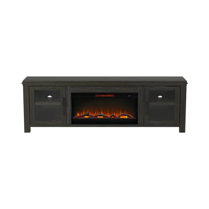 Transitional 86″ Fireplace TV Stand with Wire Management