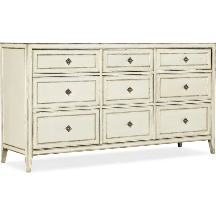 Transitional Anastasie 9-Drawer Dresser with Felt-Lined Jewelry Tray