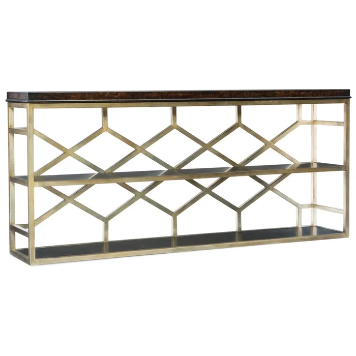 Transitional Console Table with Metal Base