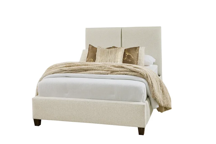 Transitional King Upholstered Bed with Wood Legs