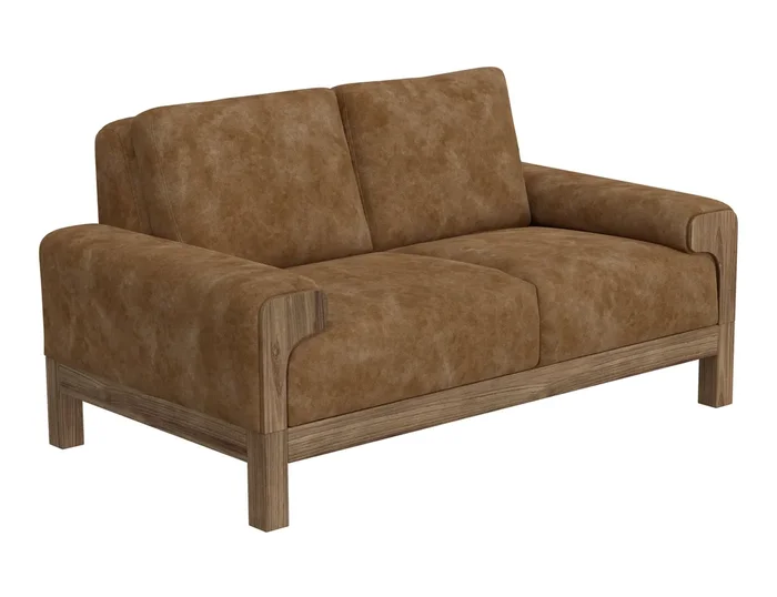 Transitional Loveseat with Wood Frame