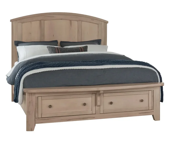 Transitional Queen Arched Bed with Footboard Storage