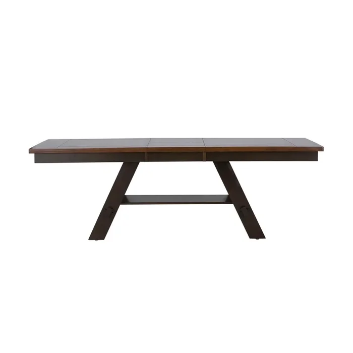Transitional Rectangular Dining Trestle Table with 18″ Butterfly Leaf