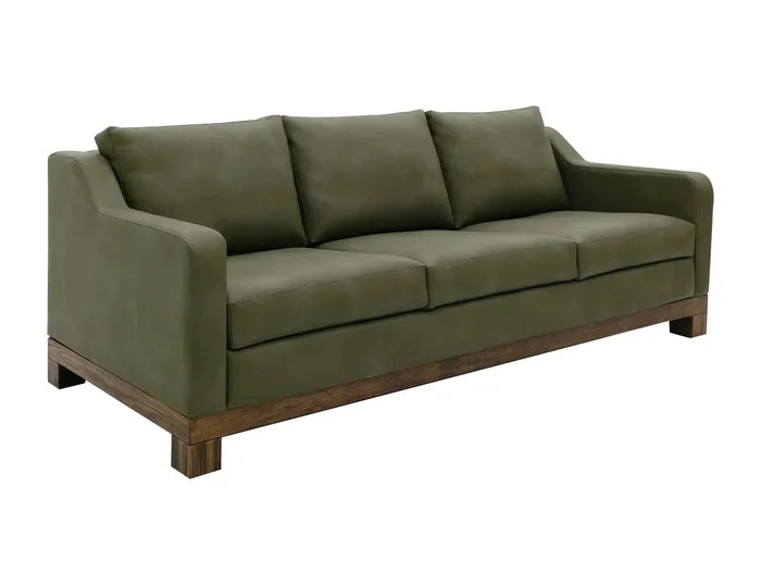 Transitional Sofa with Exposed Wooden Base
