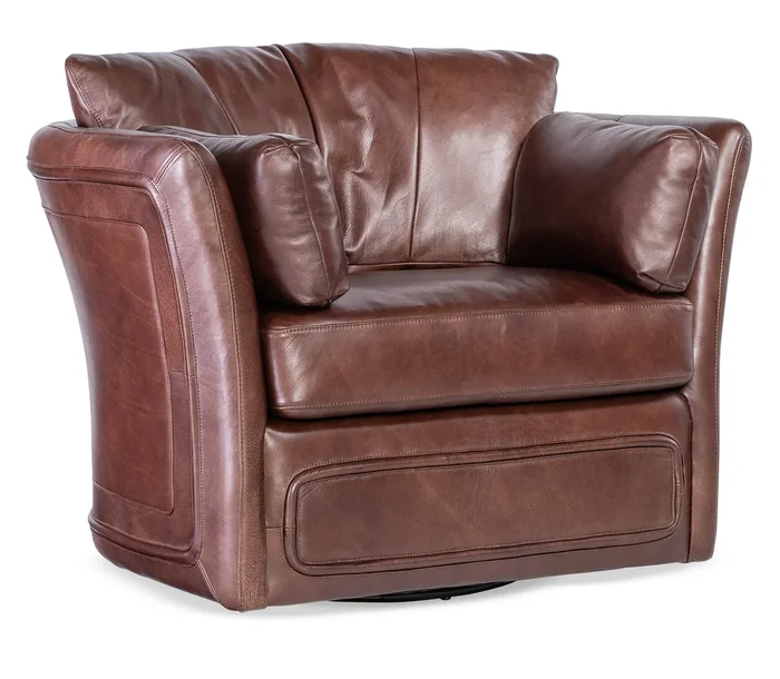 Transitional Swivel Chair with Loose Pillows