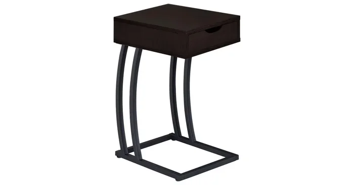 Troy 1-drawer C-shaped Side Table Power Outlet Cappuccino