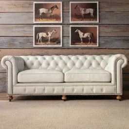 Tufted Leather Roll Arm Sofa | SHIPS FREE