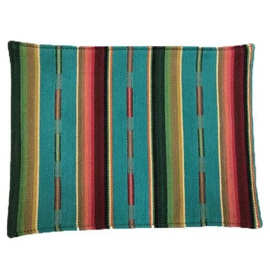Turquoise Stripe Serape Fabric Placemats – Set of 4