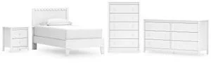 Twin Panel Platform Bed With Dresser, Chest and Nightstand