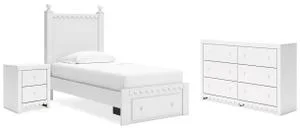 Twin Panel Storage Bed With Dresser and Nightstand