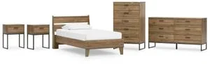Twin Platform Panel Bed With Dresser, Chest and 2 Nightstands
