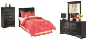 Twin Sleigh Headboard With Mirrored Dresser and Chest