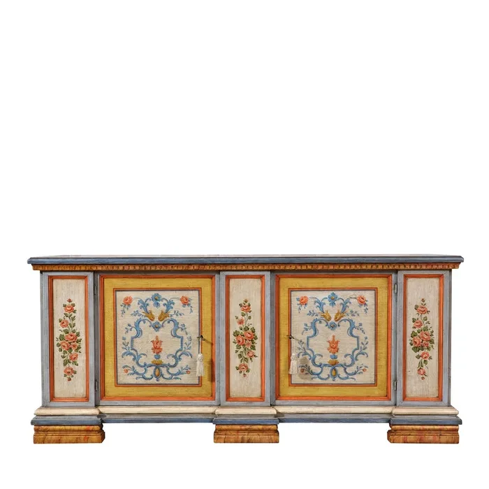 Tyrolean Style Hand-Painted Wood Sideboard