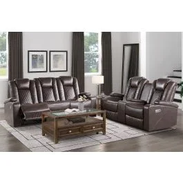 Udell Power Recliner Sofa Brown Leather