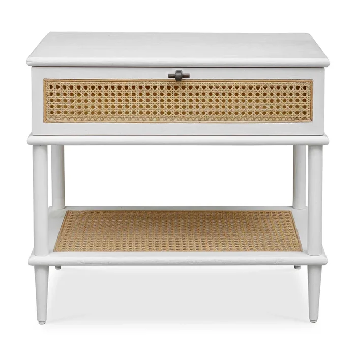 Uttermost Coast White Rattan Side Table