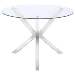 Vance Round 41-inch Glass Top Asterisk Dining Table Chrome