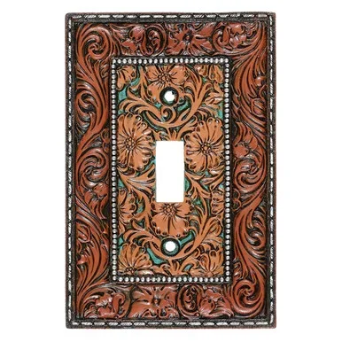 Vaquero Tooled Leather Single Switch Plate