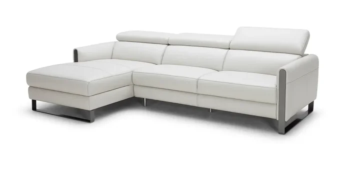 Vella Premium Leather Sectional In Light Grey By J&M