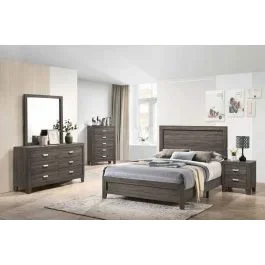 Vicky Rustic Grey Modern Bed