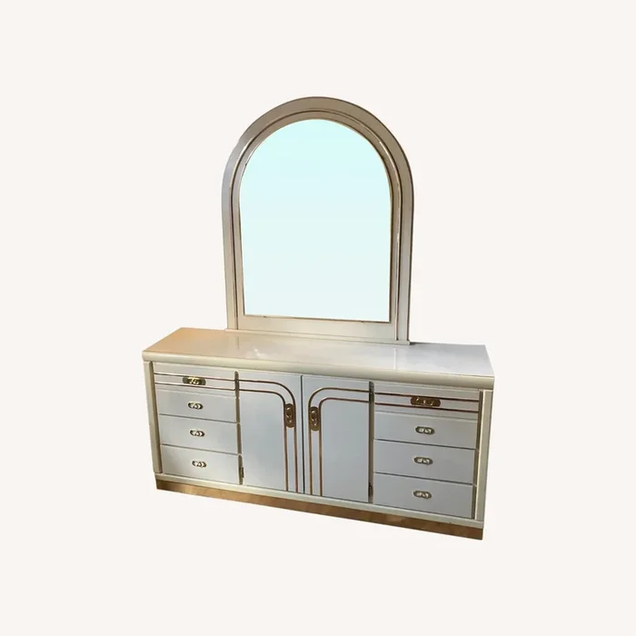 Vintage 80s Brass and Laminate Dresser