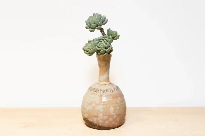 Vintage Japanese Glazed Clay Bottle (Trade)