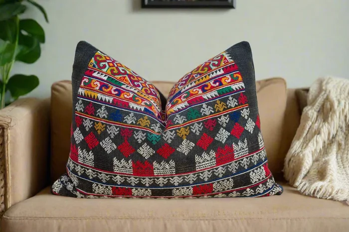 Vintage Mayan Brocade Tziquin Pillow