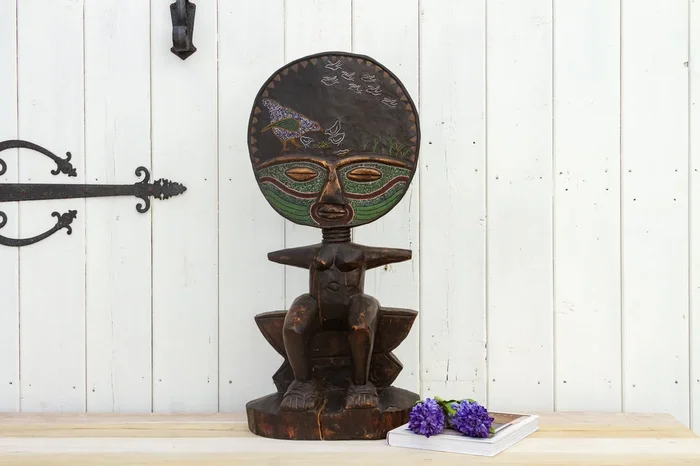 Vintage Tall African Beaded Statue