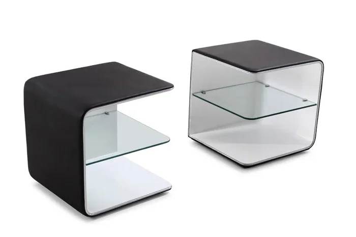 Wave Night Stand in Black & White 17836-NS By J&M