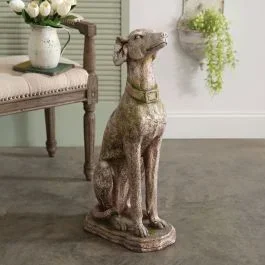 Weathered Greyhound Garden Statue