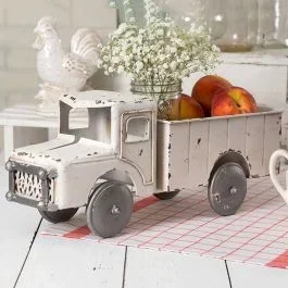 Weathered White Vintage Truck Planter