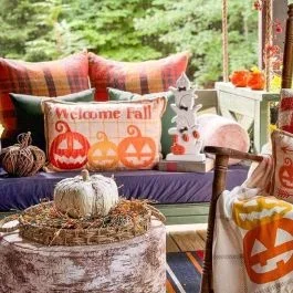 Welcome Fall Plaid Pumpkin Pillow Set of 2