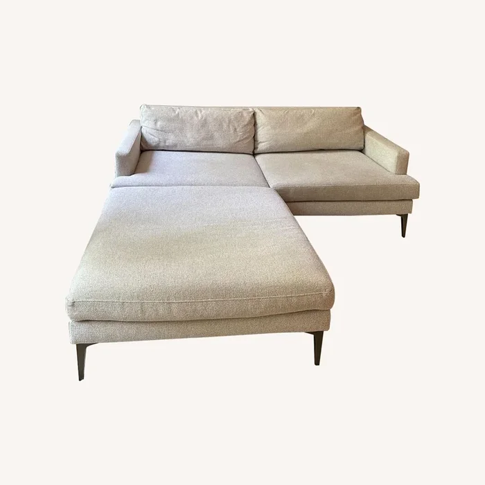 West Elm Andes Sofa + Ottoman – Frost Gray, Brass