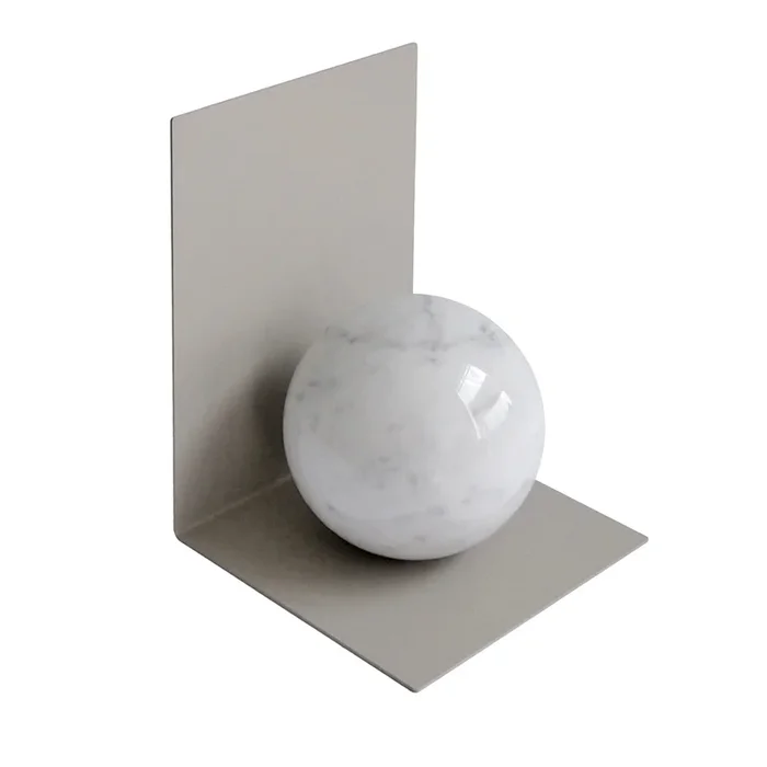 White Carrara Marble Bookend With Sphere