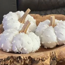 White Chenille Pumpkin Accent Decor Set of 3