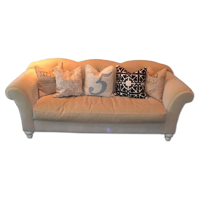 White Matching Mohair Sofa + Chair
