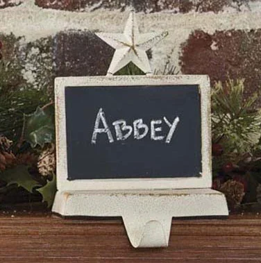 White Star with Chalkboard Stocking Hanger