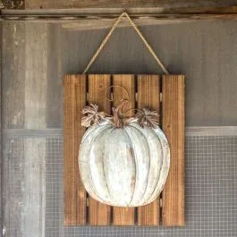 Wood and Metal Pumpkin Plaque