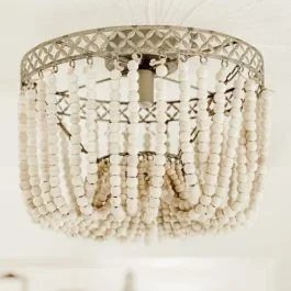 Wood Bead Accent Semi Flush Light