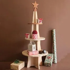 Wooden Christmas Tree Display Shelf