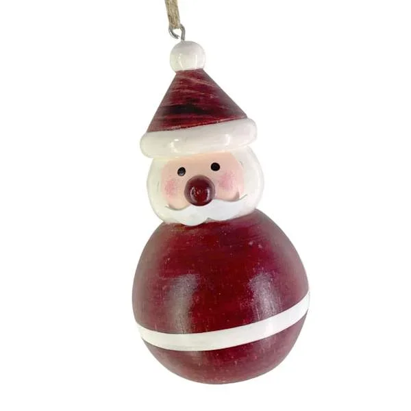 Wooden Santa Ornament, 4″